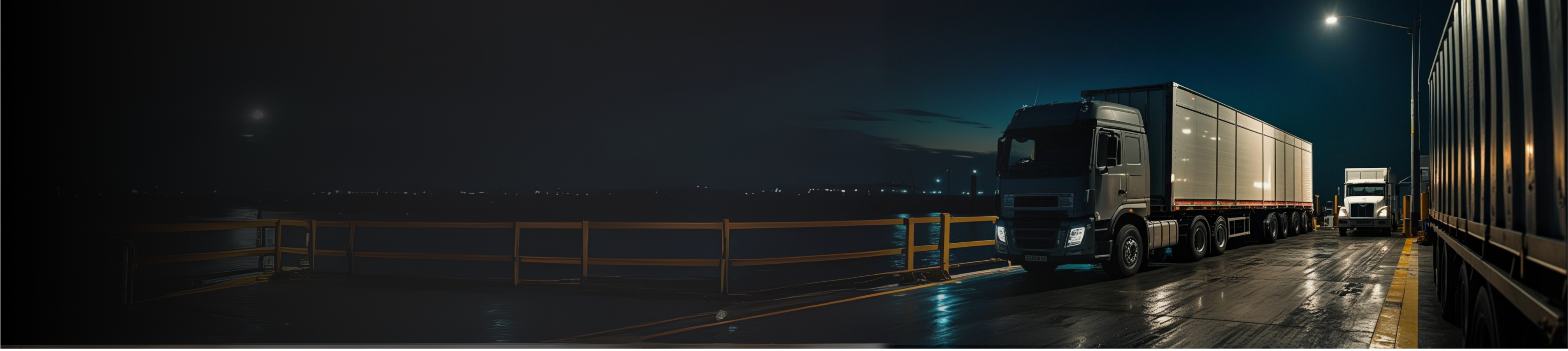 Freight trucks at night